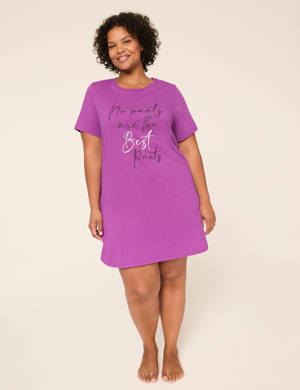 comfy cotton ribbed-trim sleepshirt