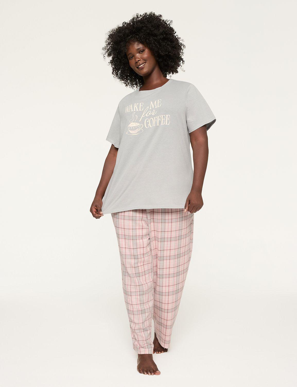 comfy cotton tee & flannel pant pj set