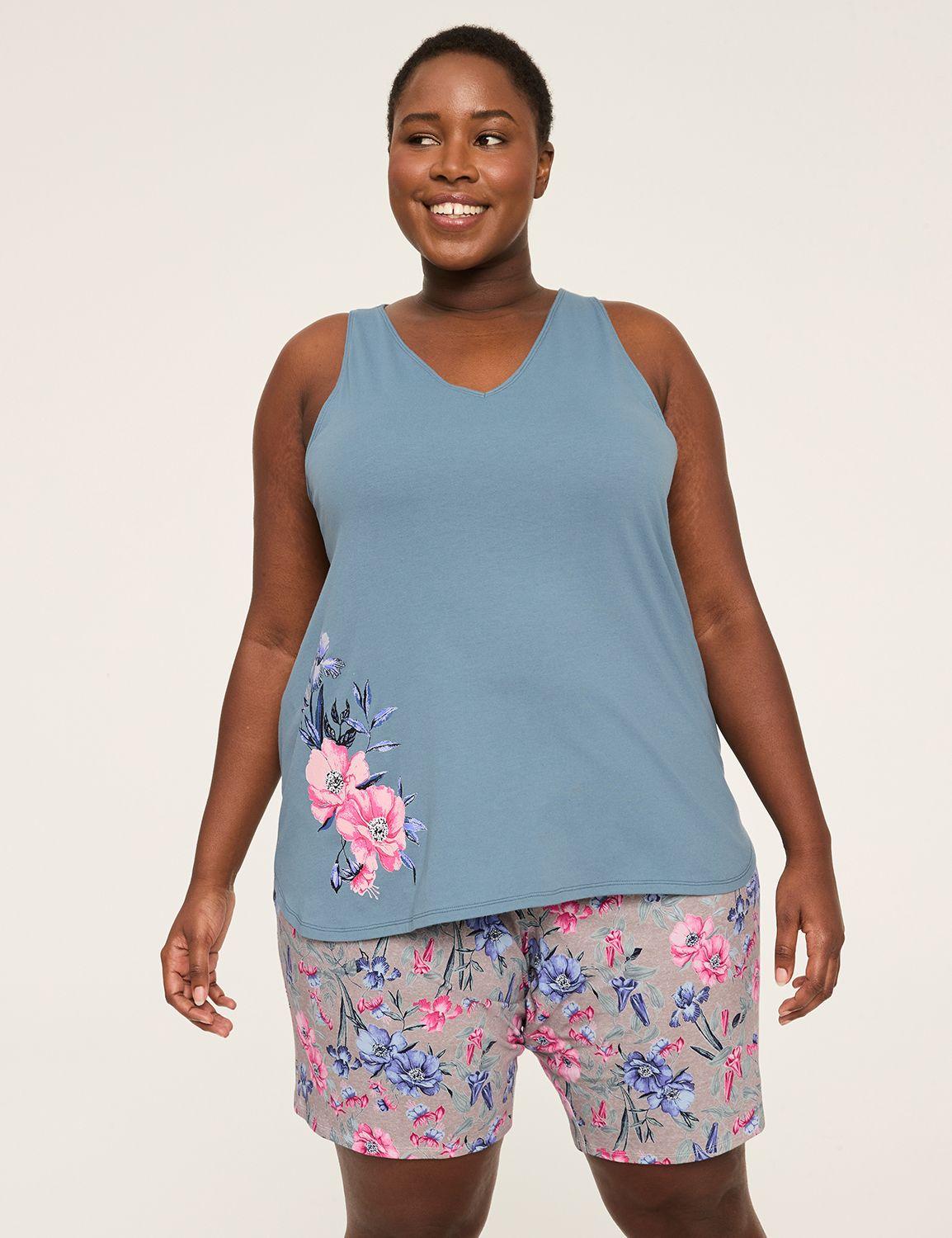 comfy cotton v-neck tank & bermuda short pj set