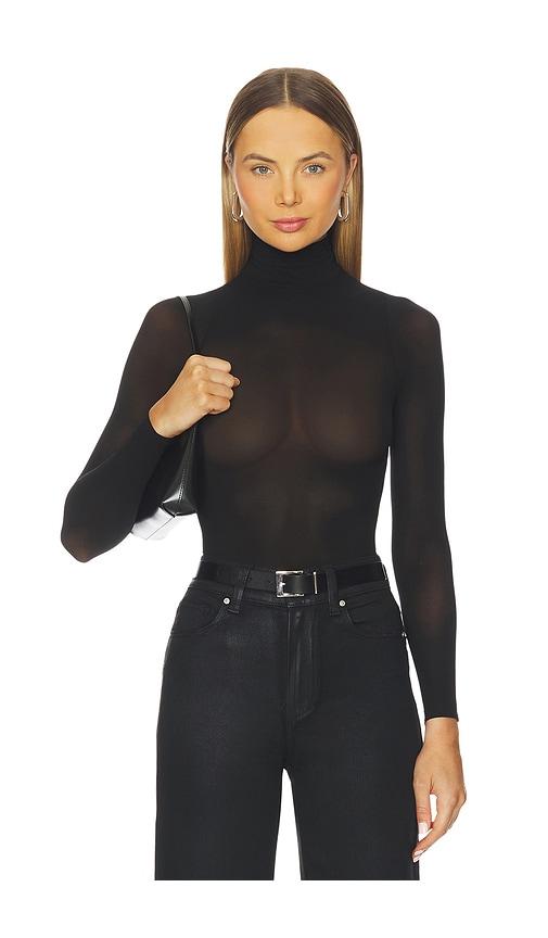 commando ballet sheer turtleneck bodysuit in black.