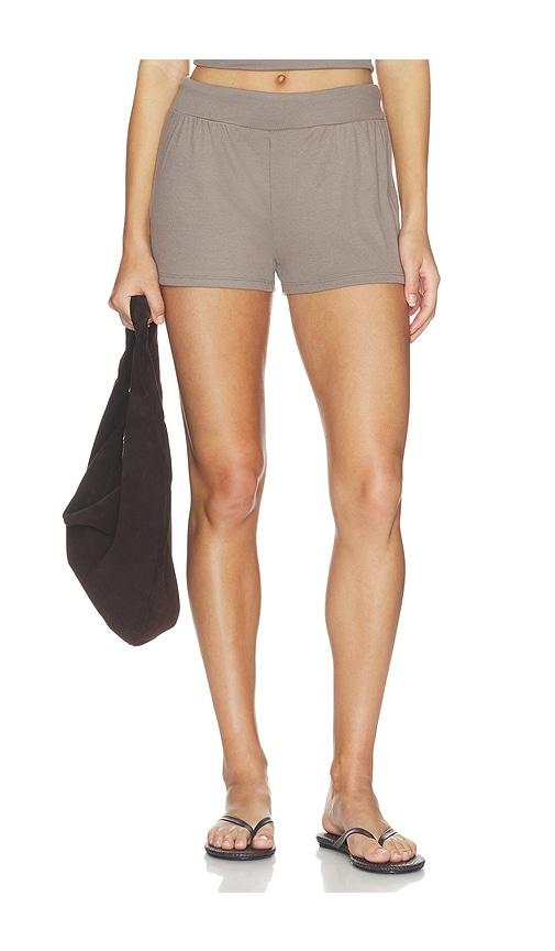 commando better than basic rib relaxed short in taupe.