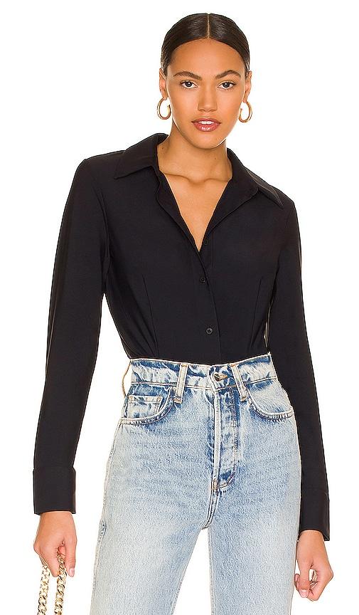 commando classic button down bodysuit in black.