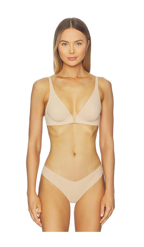 commando classic plunge underwire bra in beige.