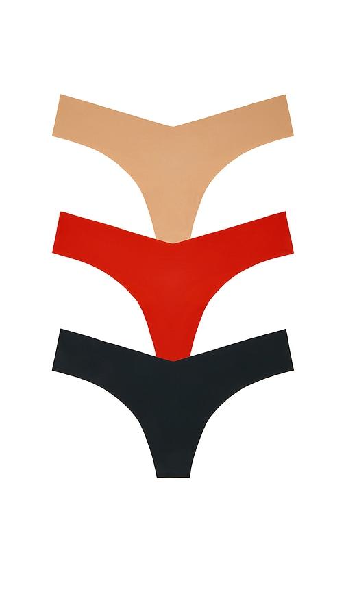 commando classic thong 3-pack in red,black.