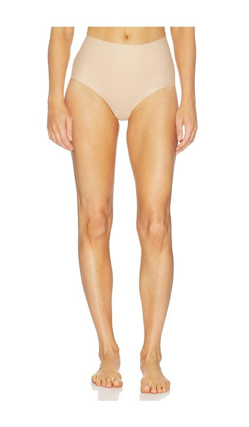 commando cotton high rise bikini panty in beige.