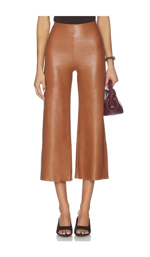commando faux leather cropped pant in cognac.