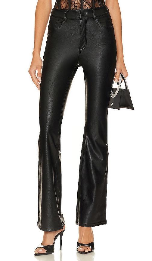 commando faux leather five pocket flare pant in black.