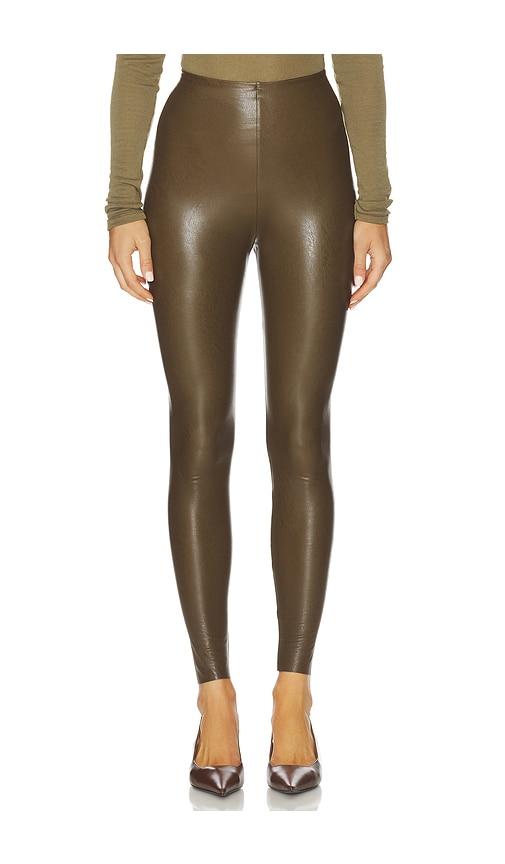 commando faux leather legging in dark green.