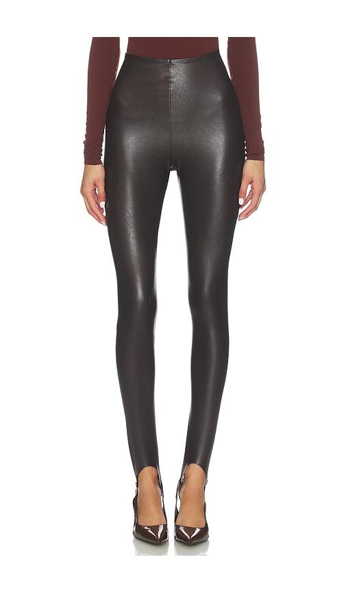 commando faux leather stirrup legging in brown.