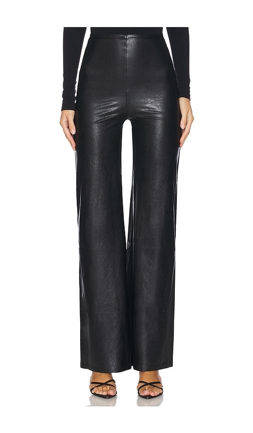 commando faux leather wide leg pant in black.