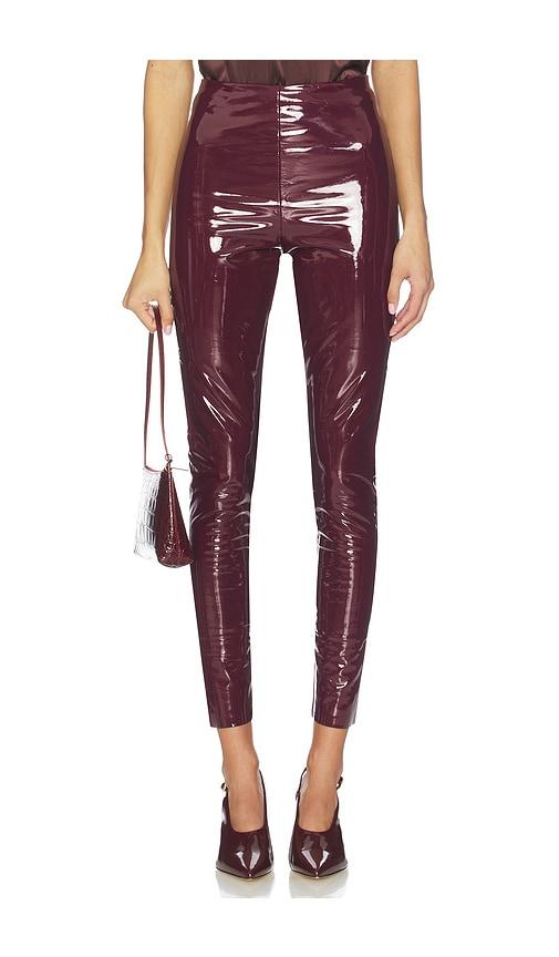 commando faux patent leather legging in burgundy.
