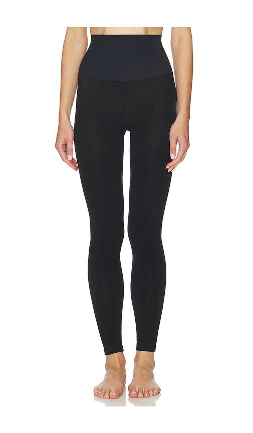 commando fleece lined opaque footless tights in black.