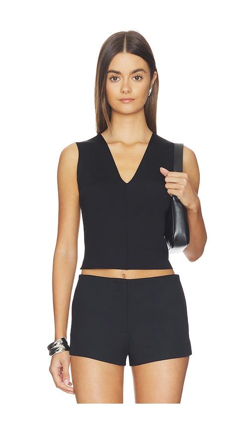 commando neoprene ceo v-neck shell top in black.