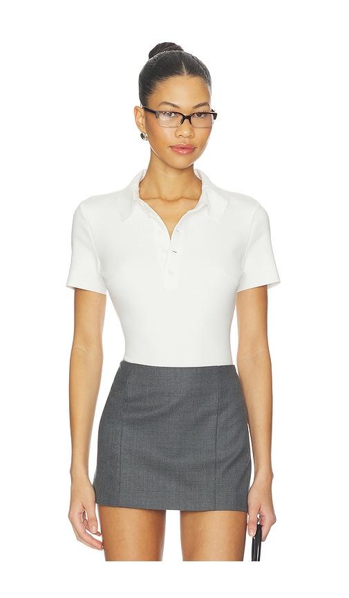 commando neoprene polo bodysuit in white.