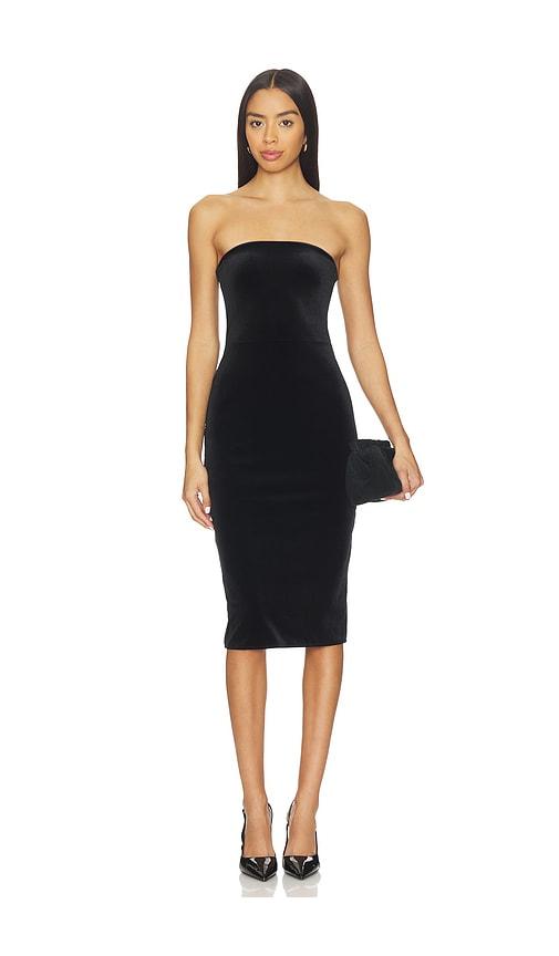 commando velvet strapless midi dress in black.