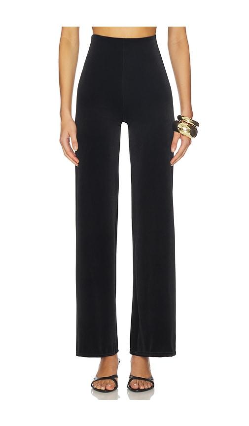 commando velvet wide leg pant in black.