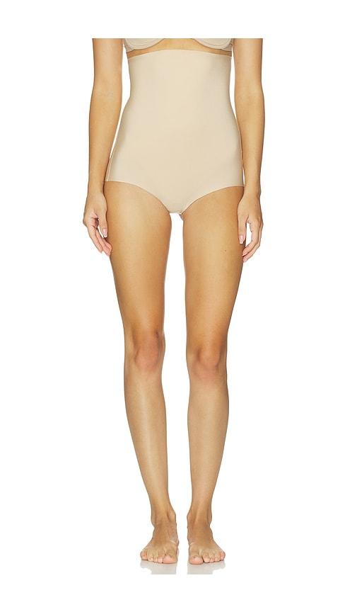 commando zone smoothing high waisted brief in beige.