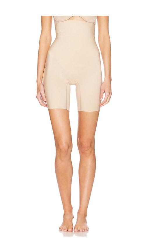 commando zone smoothing high-waisted short in beige.