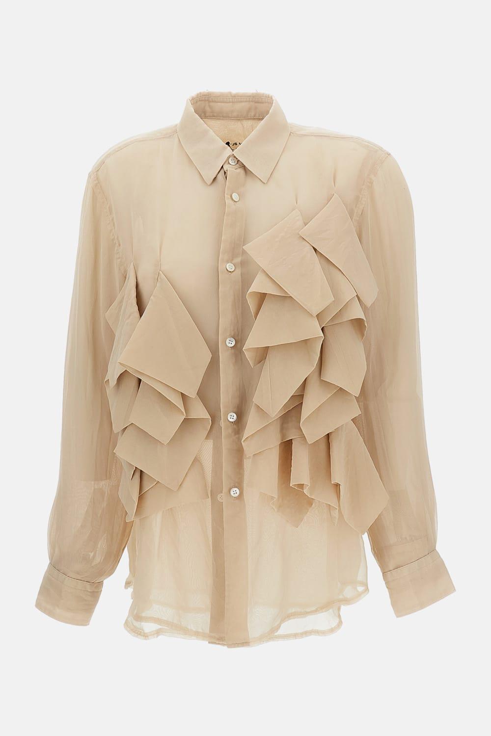 comme des garçons double shirt with ruffles