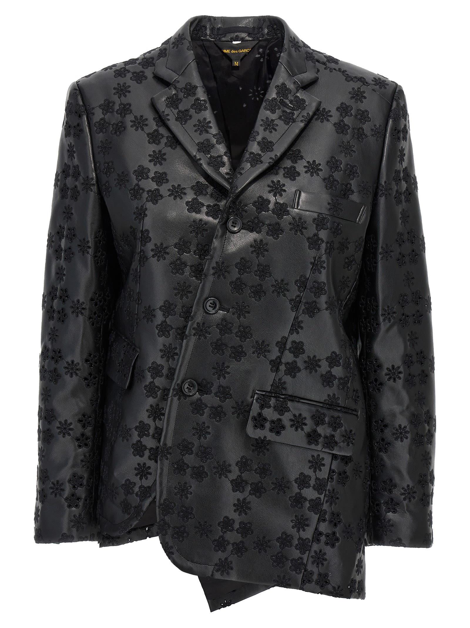 comme des garçons embroidery single-breasted blazer