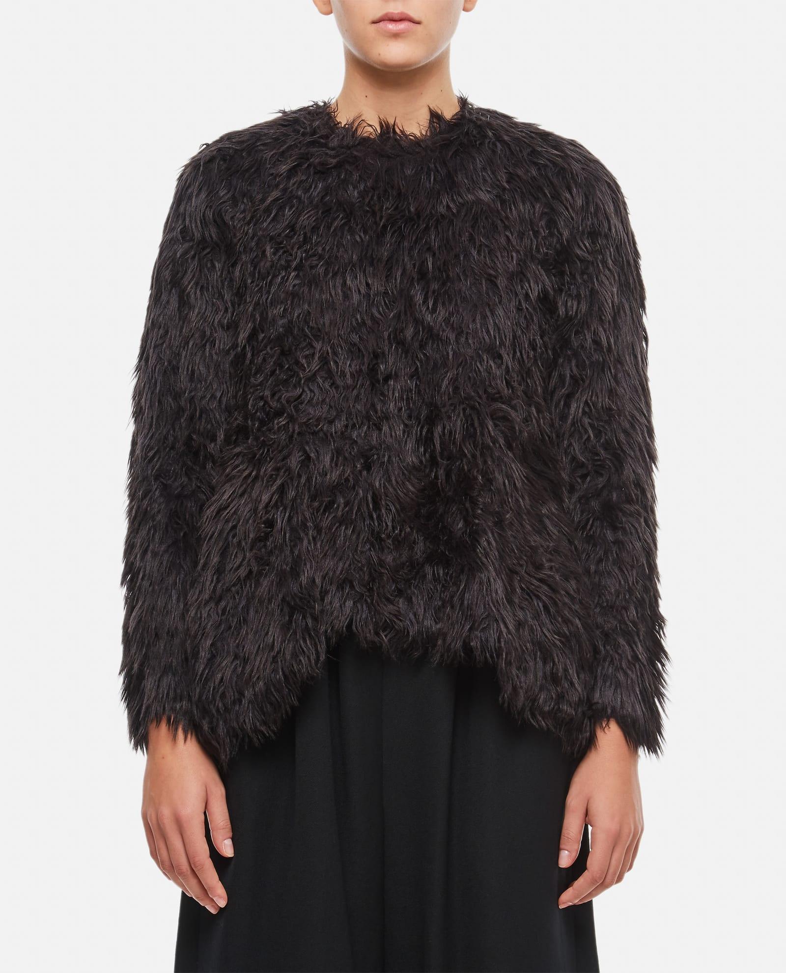comme des garçons faux fur long sleeves top