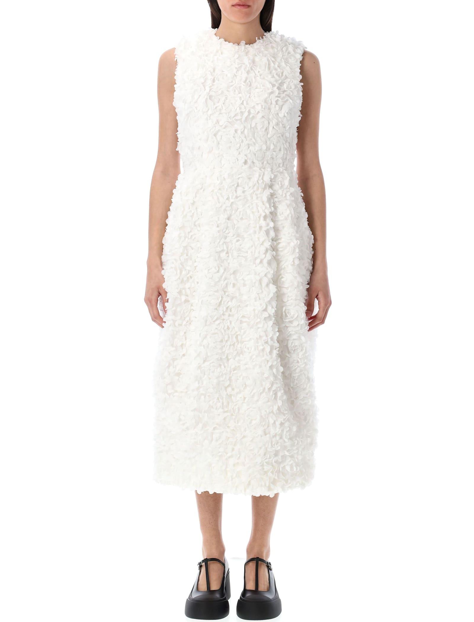 comme des garçons floral-appliqué midi dress