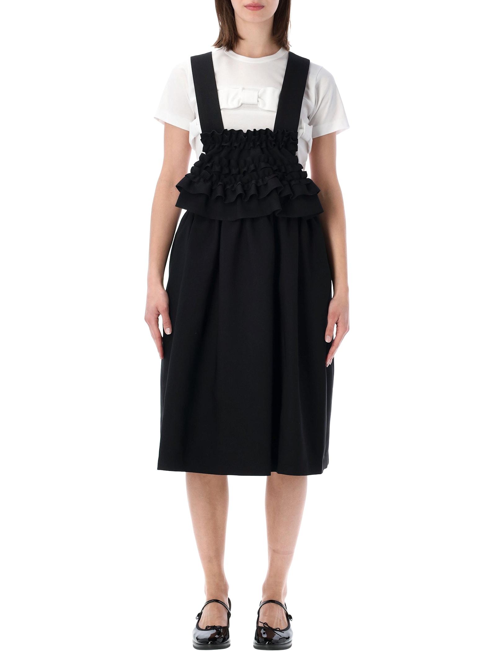 comme des garçons girl ruffle salopette dress