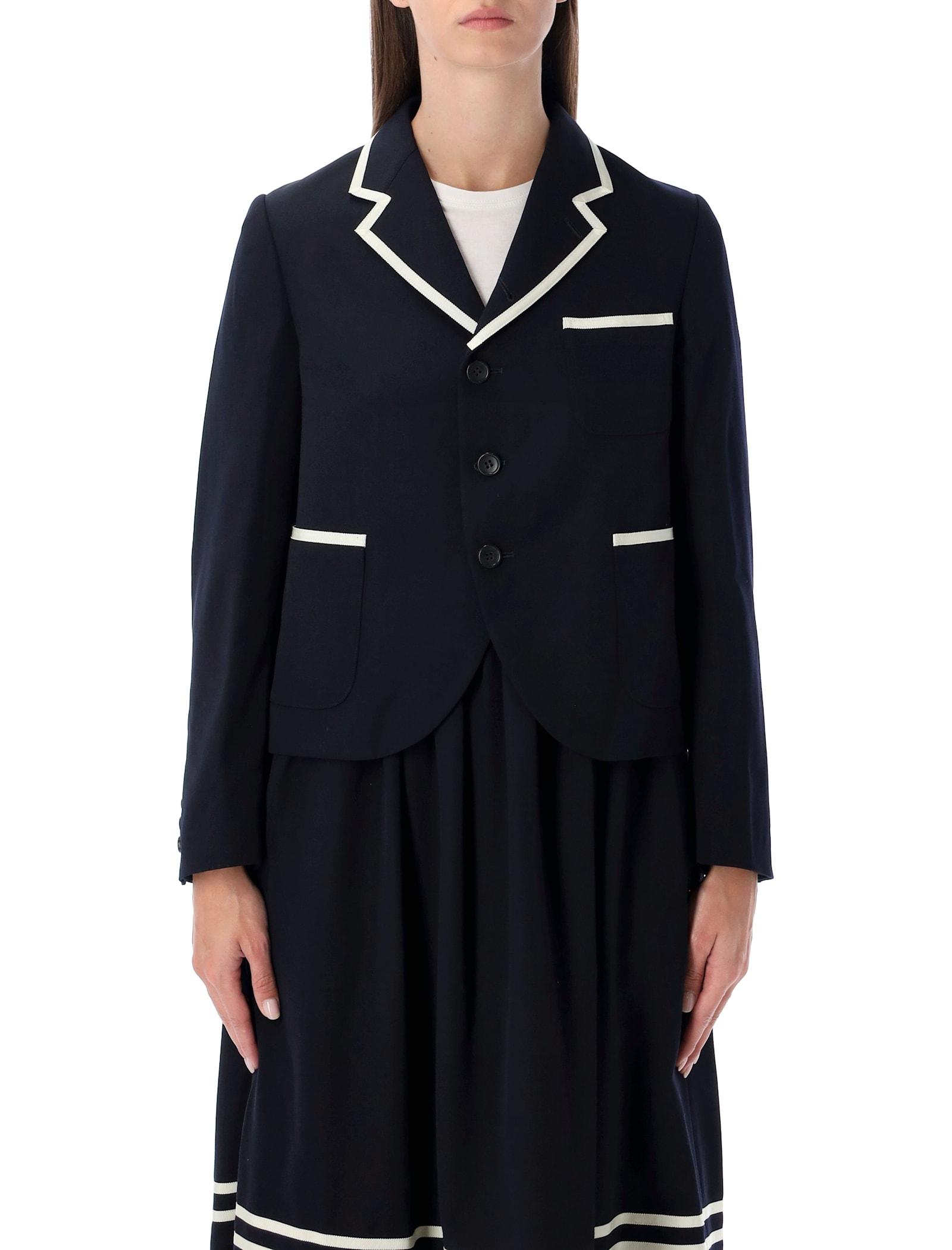 comme des garçons girl wool blazer with contrast trim