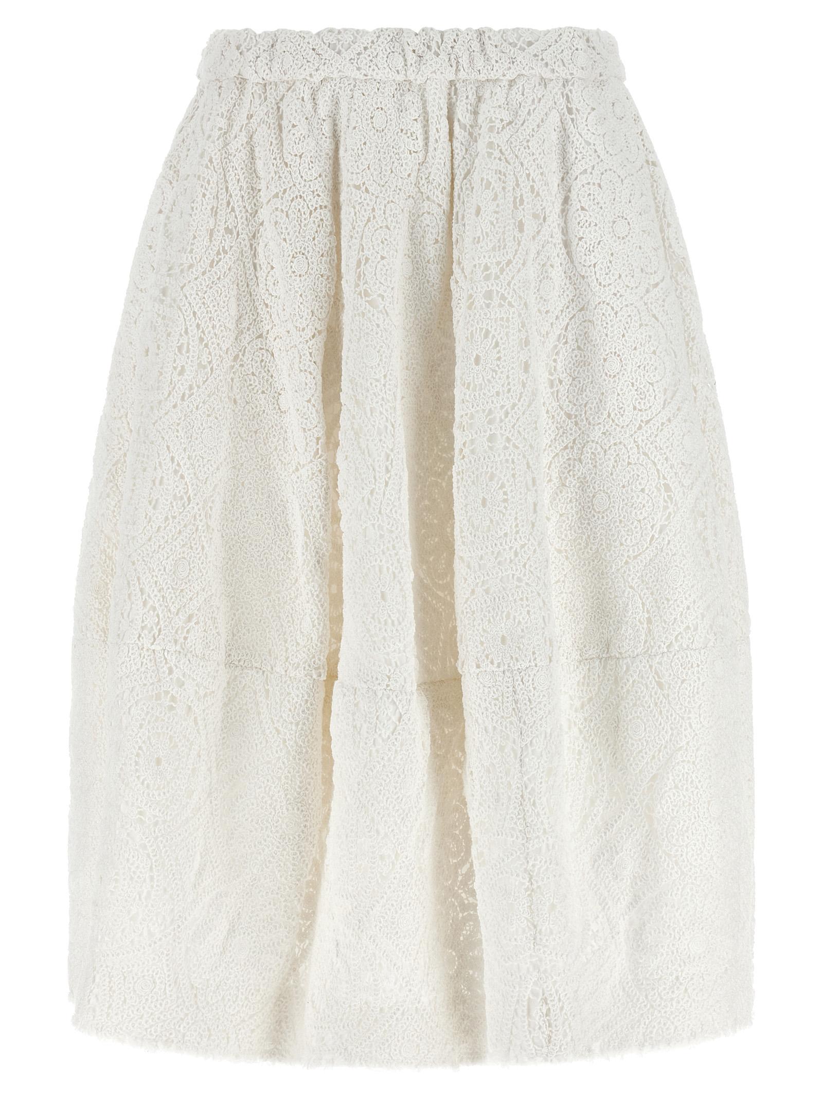comme des garçons macramé skirt white cotton - women