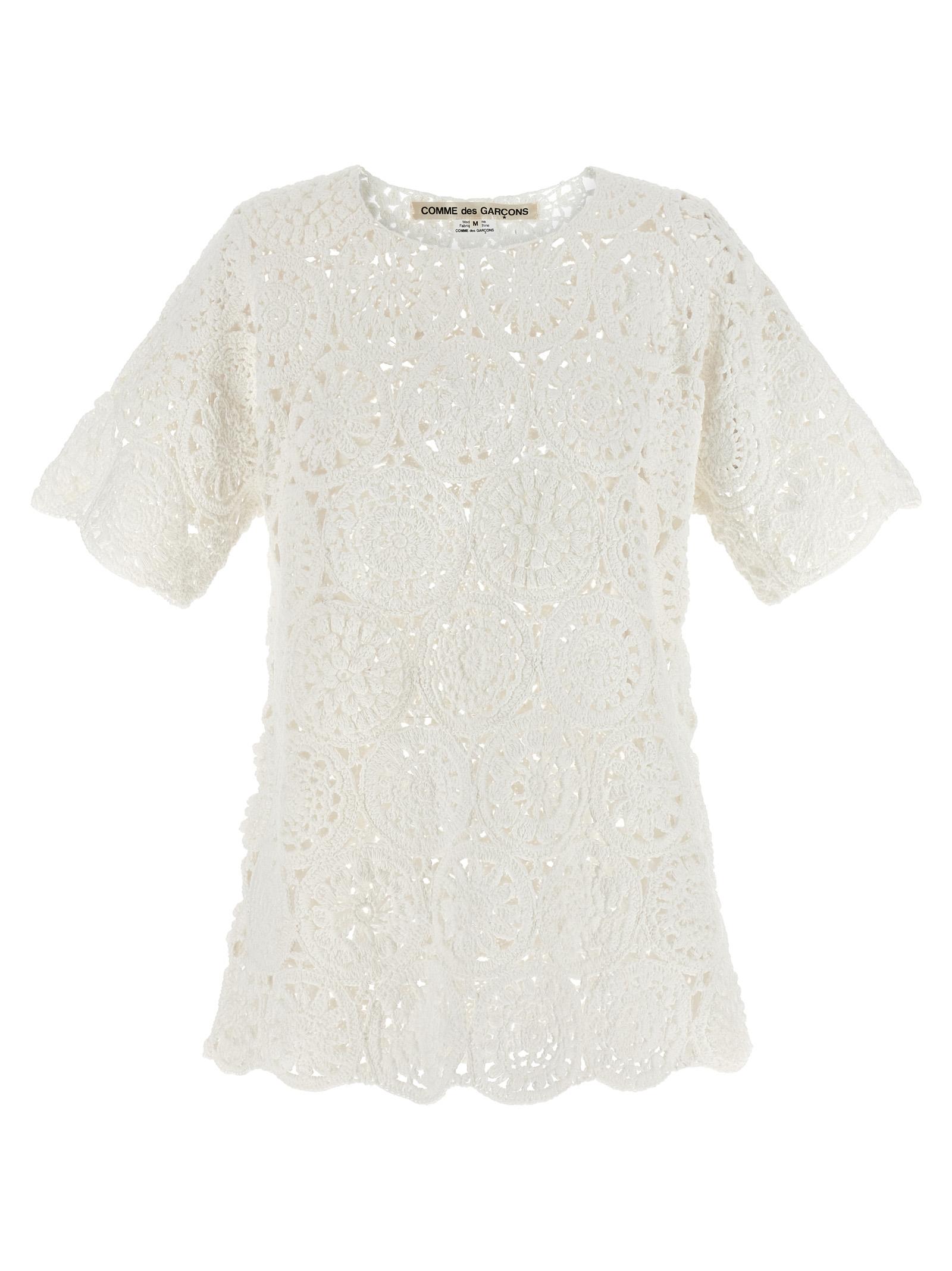 comme des garçons macramé t-shirt beige cotton - women