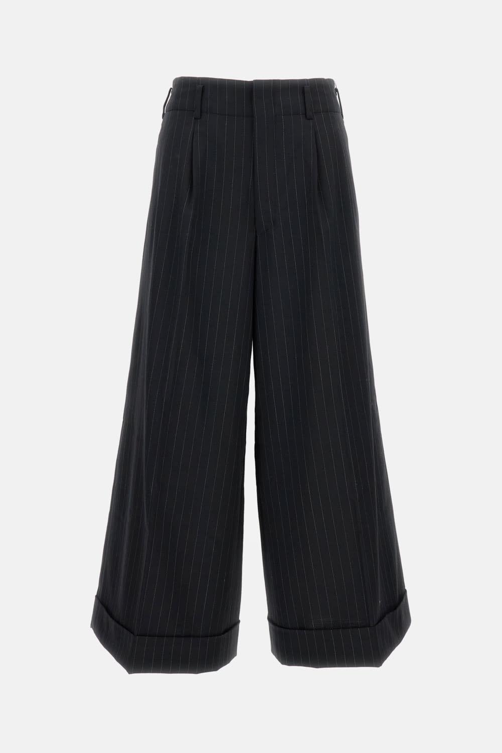 comme des garçons pinstripe cuffed trousers