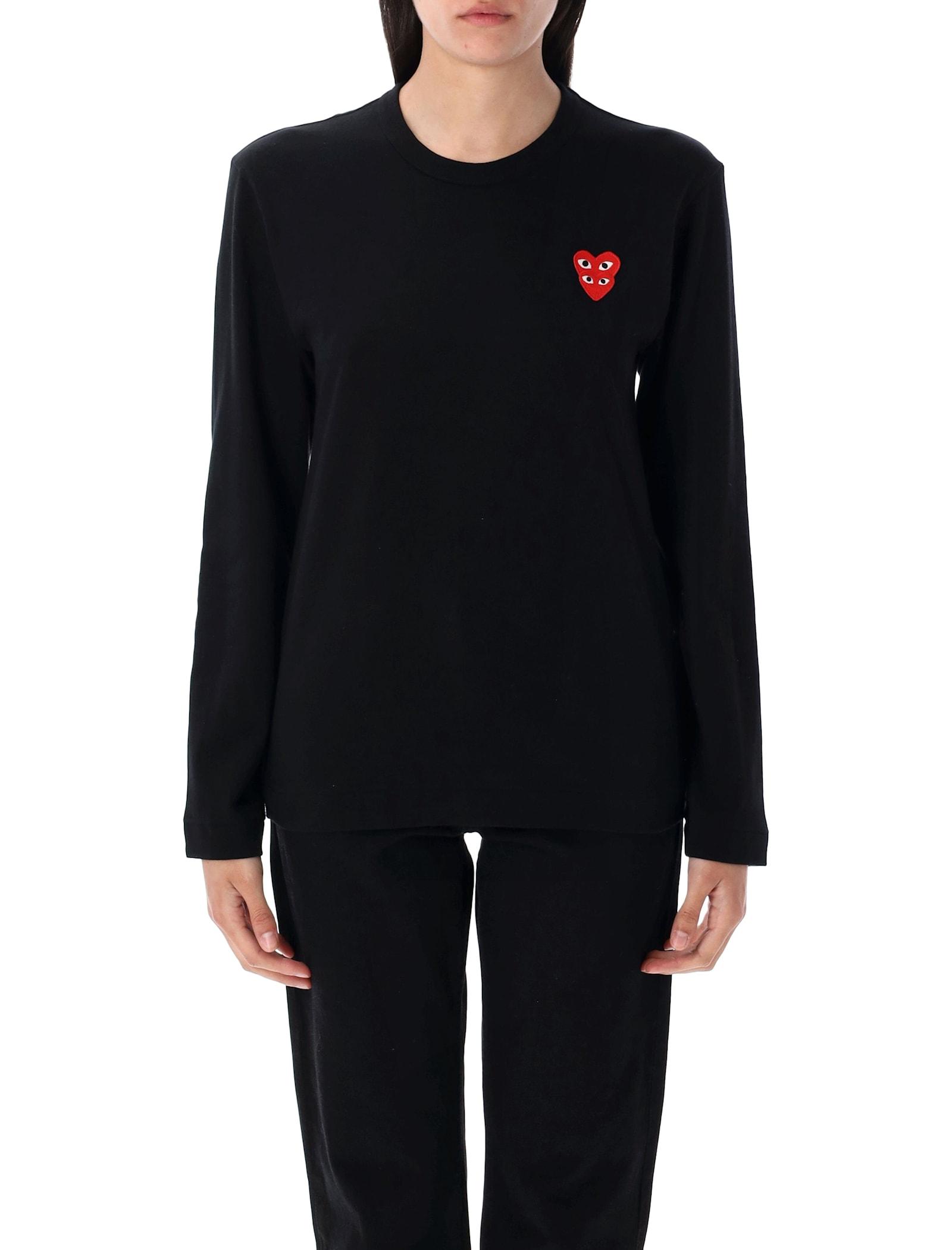 comme des garçons play double heart long-sleeve t-shirt