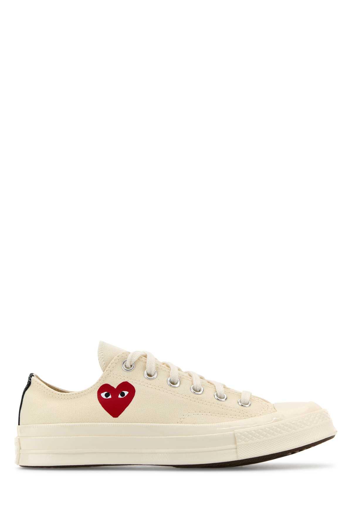comme des garçons play ivory canvas comme des garã§ons x converse sneakers