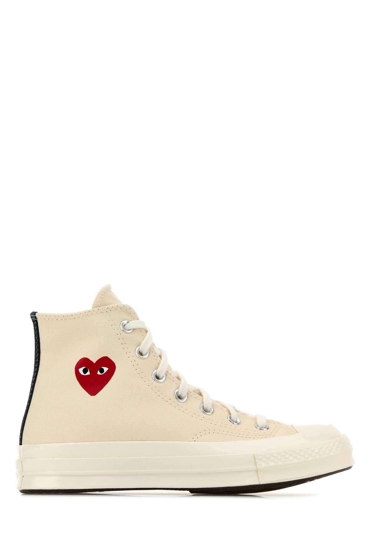 comme des garçons play ivory canvas comme des garã§ons x converse sneakers
