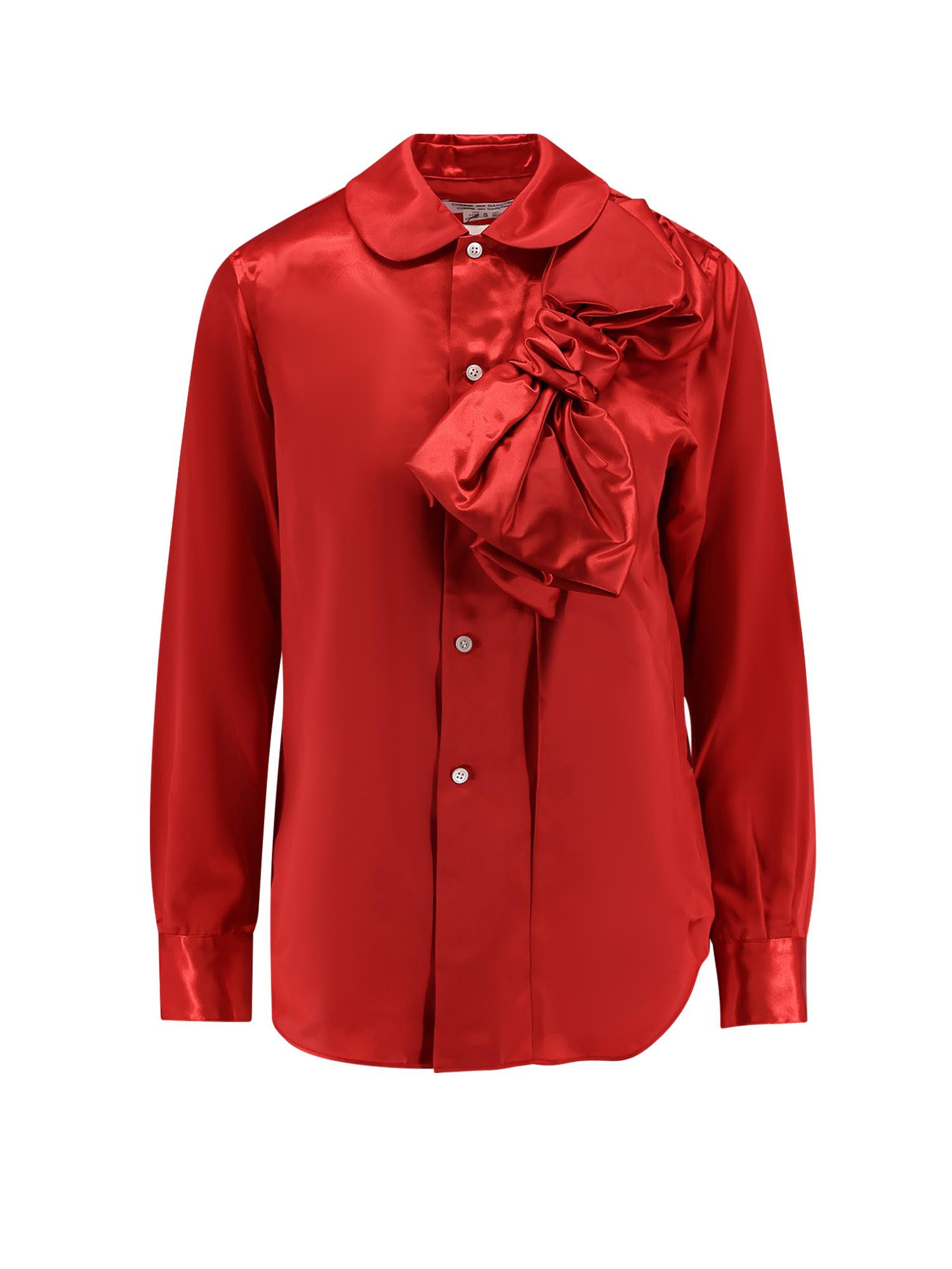 comme des garçons play satin shirt with maxi bow