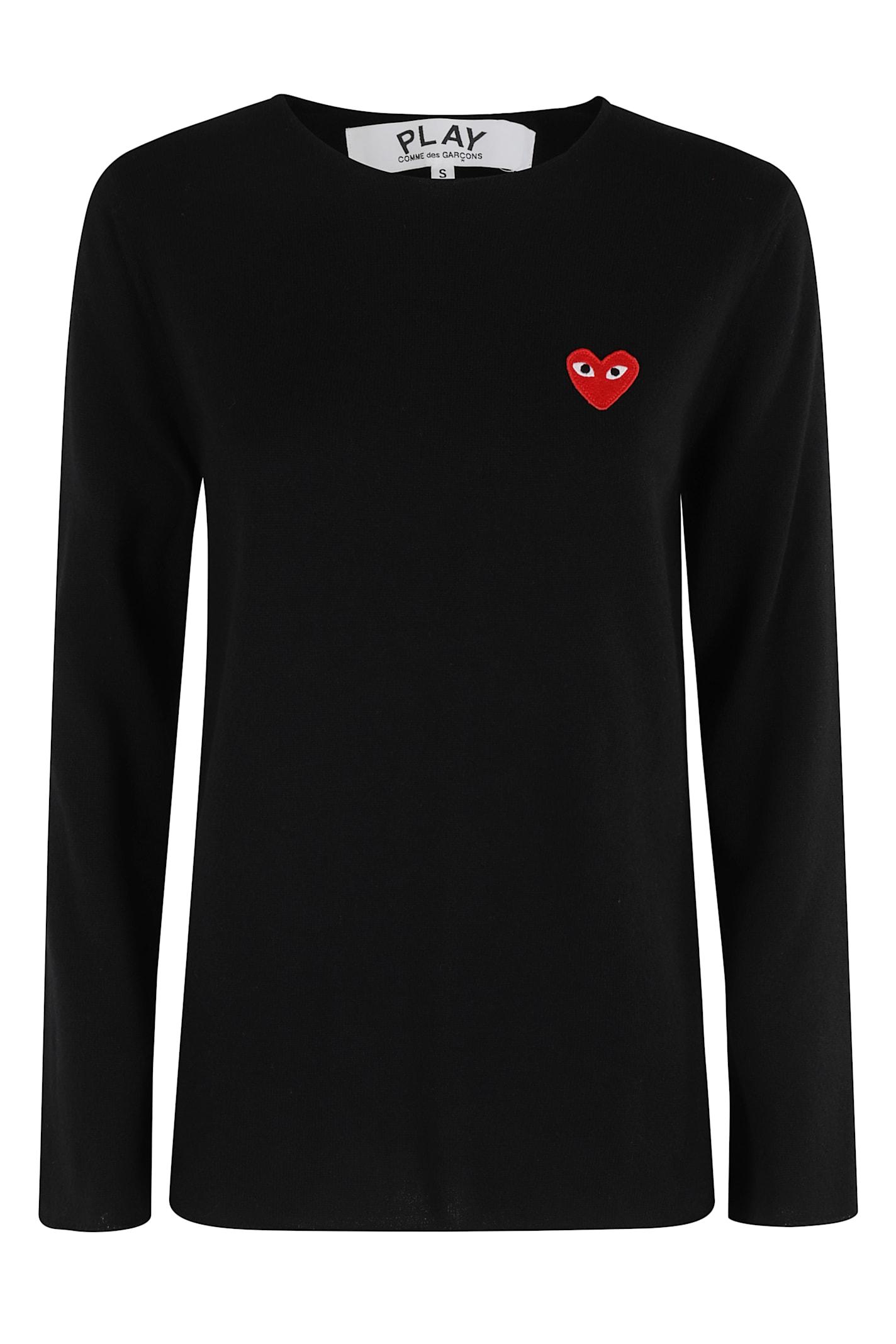 comme des garçons play sweater red emblem