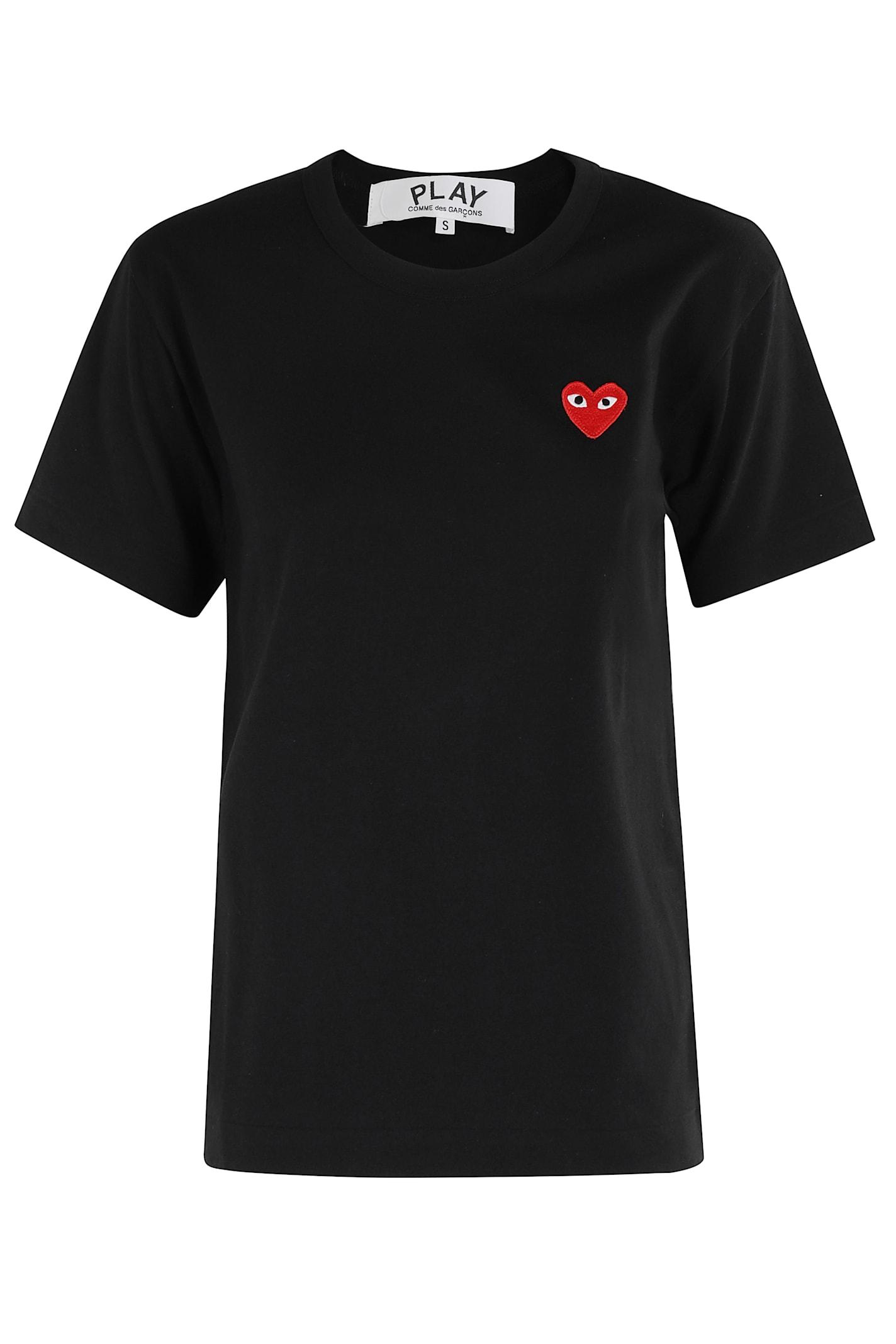 comme des garçons play tshirt red emblem