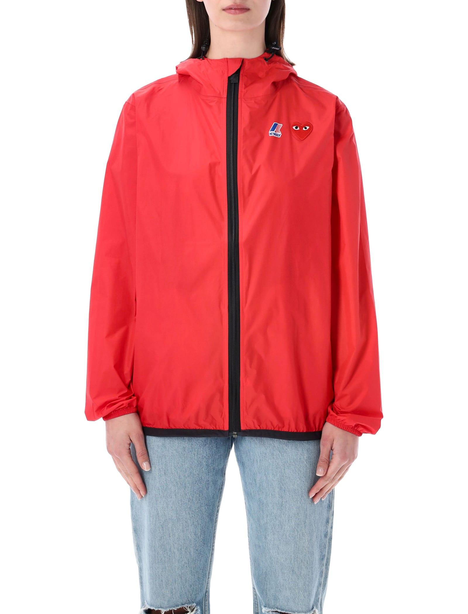 comme des garçons play waterproof hooded k-way nylon jacket