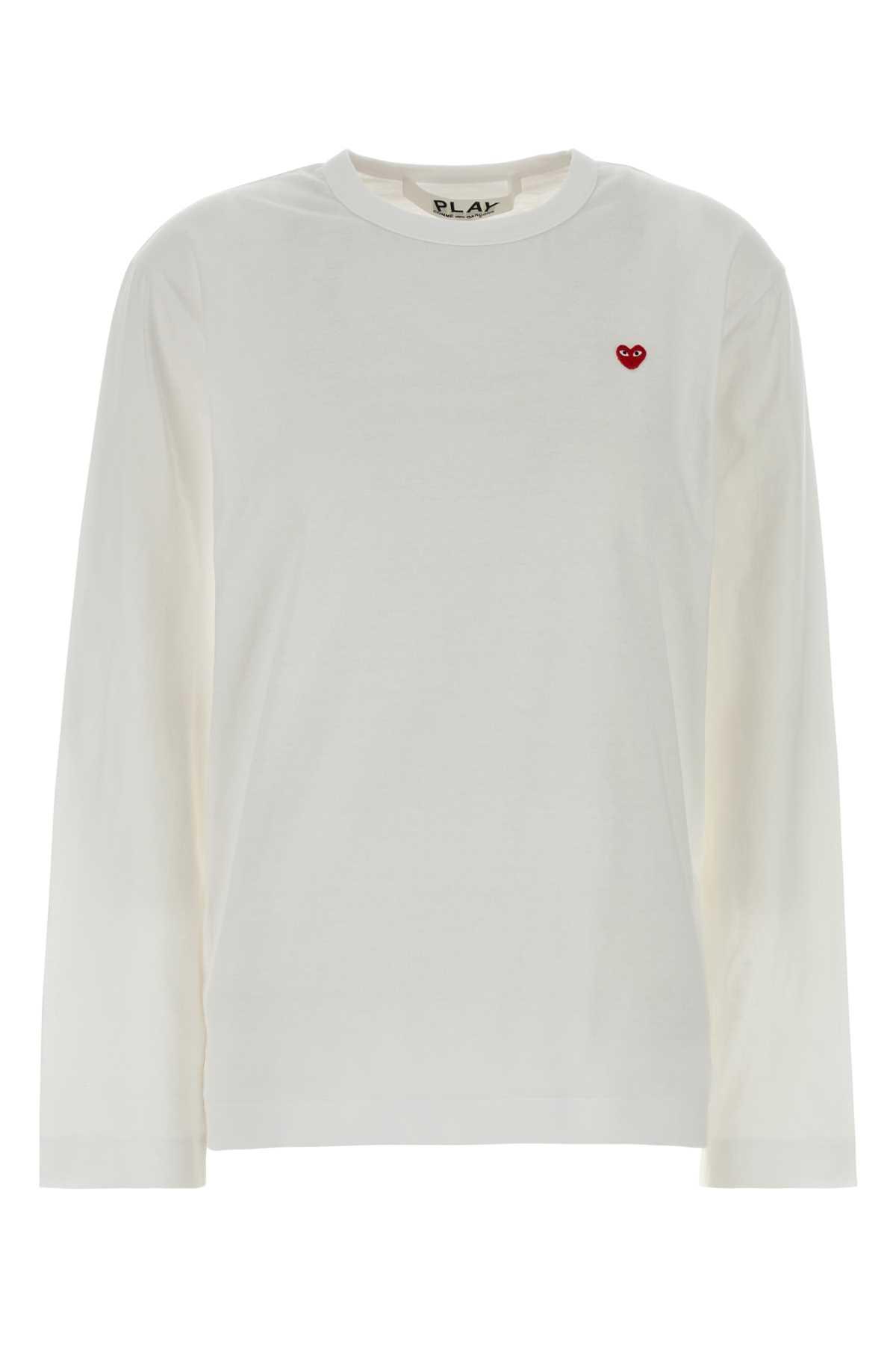 comme des garçons play white cotton t-shirt