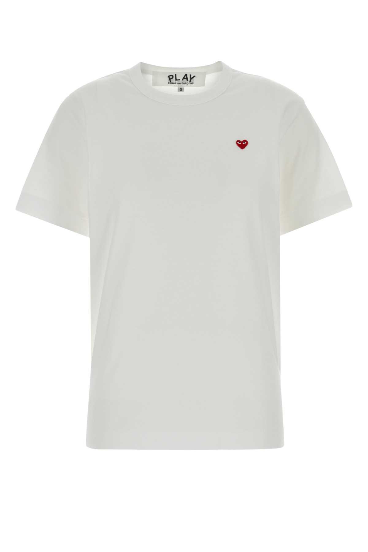 comme des garçons play white cotton t-shirt