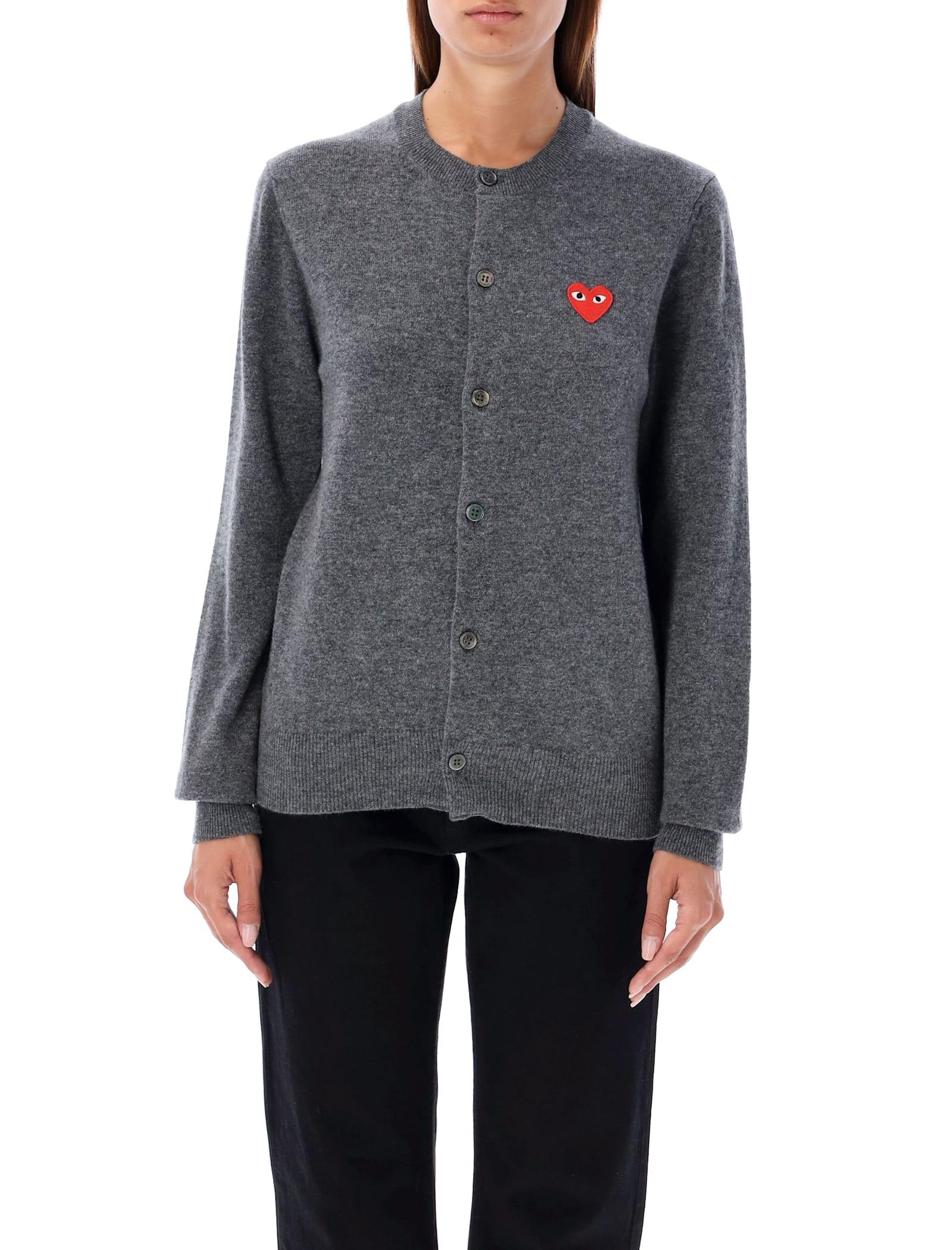comme des garçons play wool cardigan with red heart