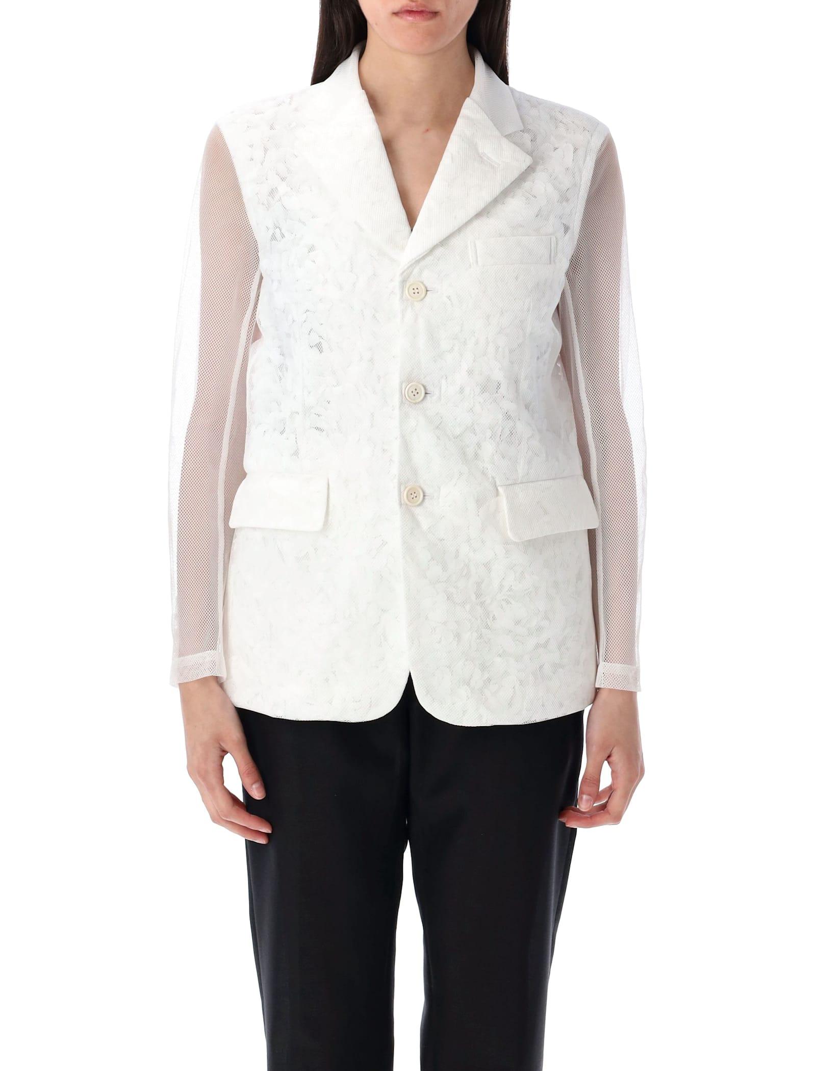 comme des garçons semi-sheer panelled blazer