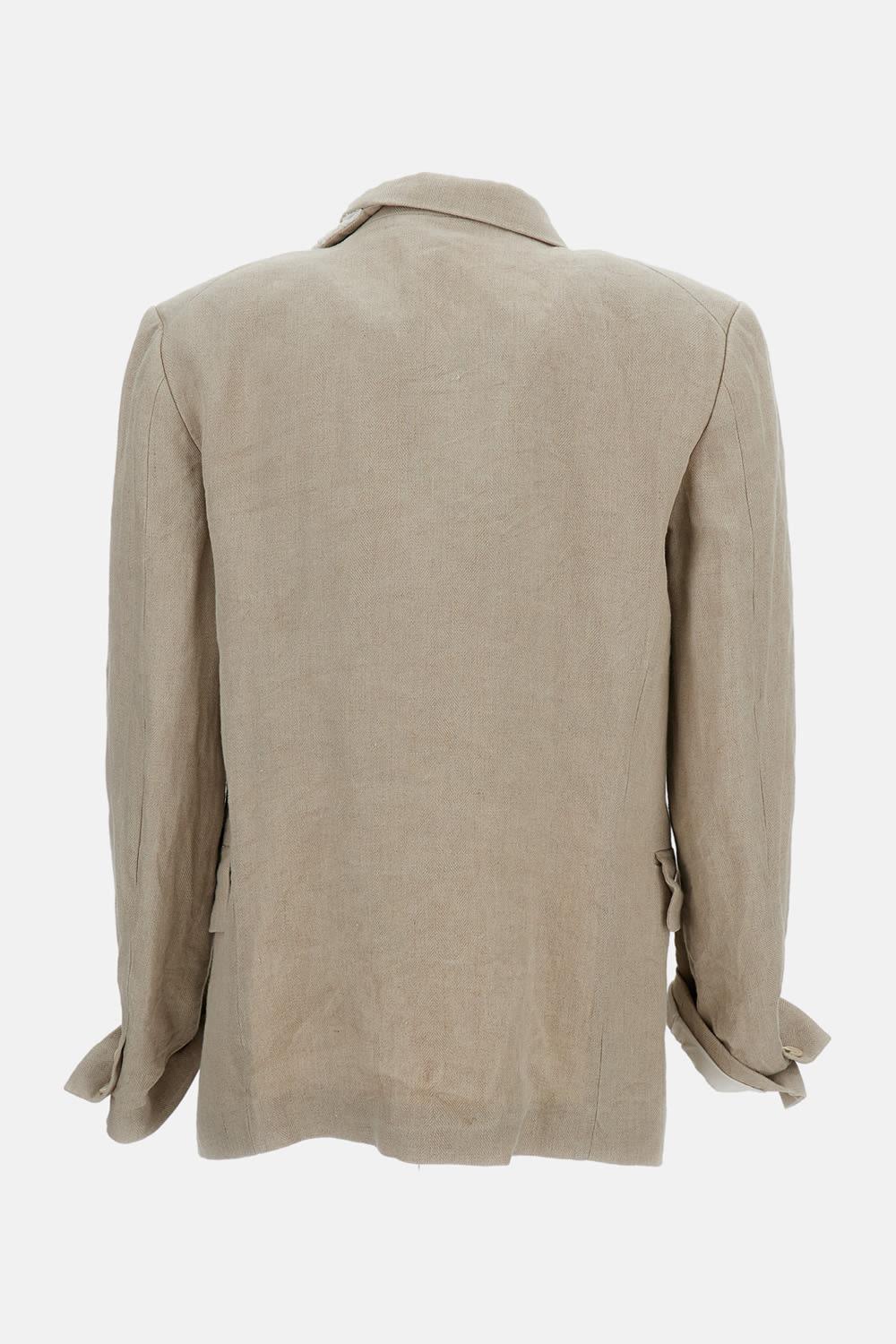 comme des garçons single breasted linen blazer