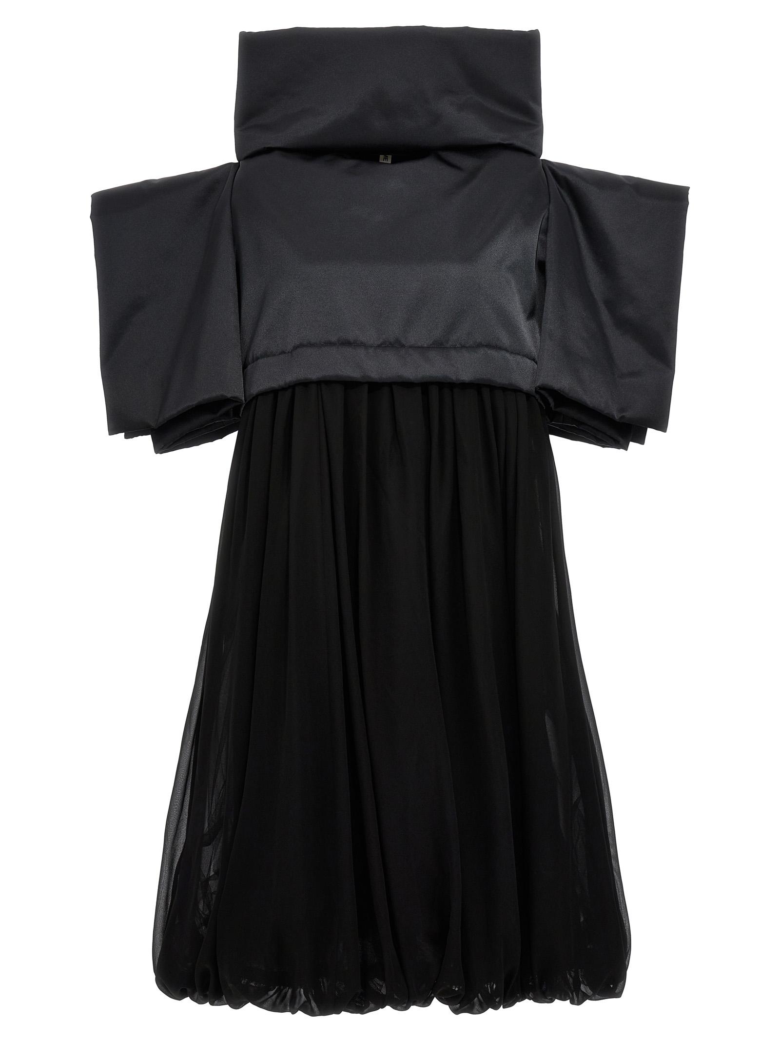 comme des garçons two-material dress black polyester skirt - women