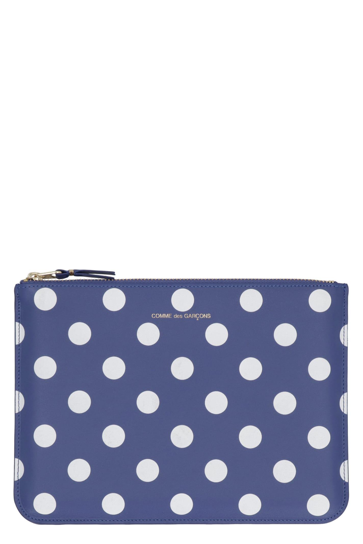 comme des garçons wallet printed leather flat pouch