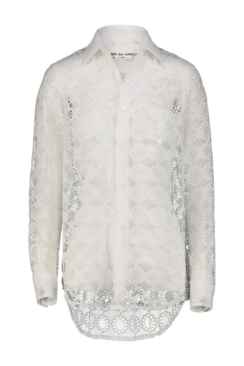 comme des garçons white lace shirt