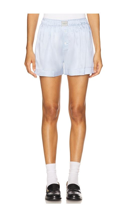 comme si silk boxer classica short in blue.