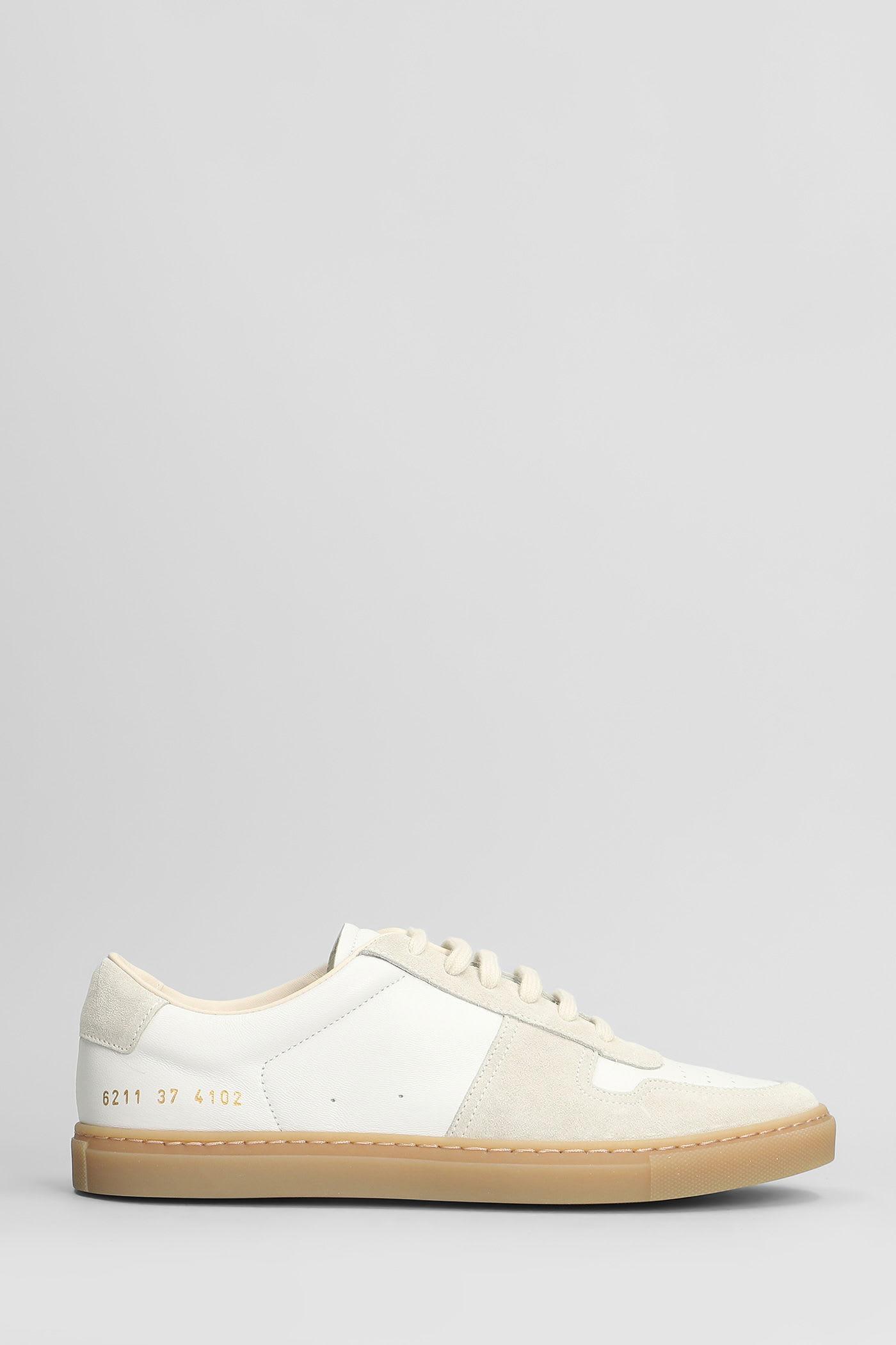 common projects bball slim sneakers in white suede and leather
