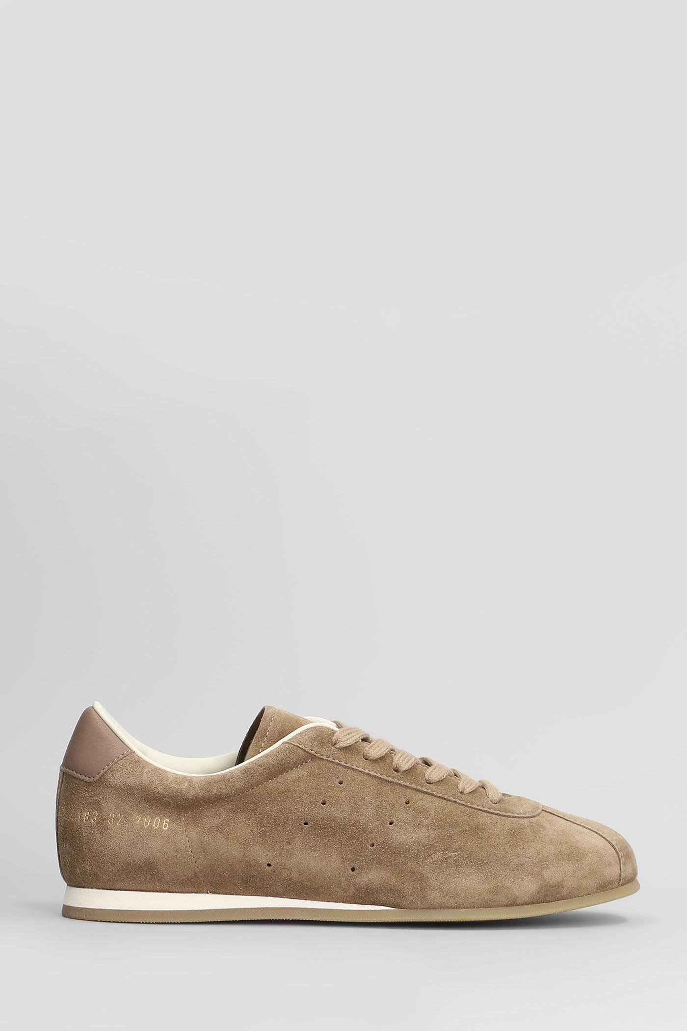 common projects driving shoe sneakers in taupe suede