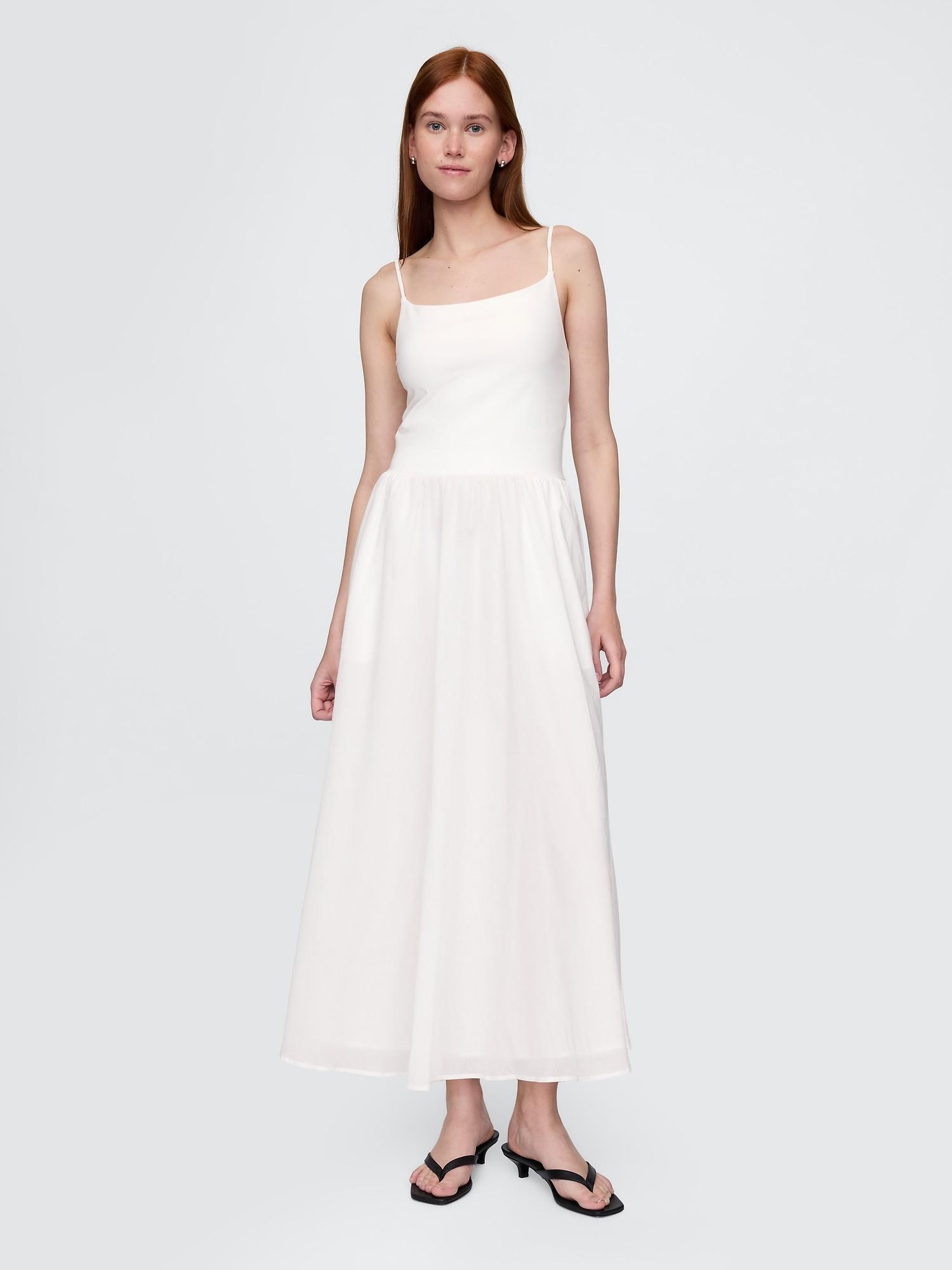 compact jersey mixed media maxi dress